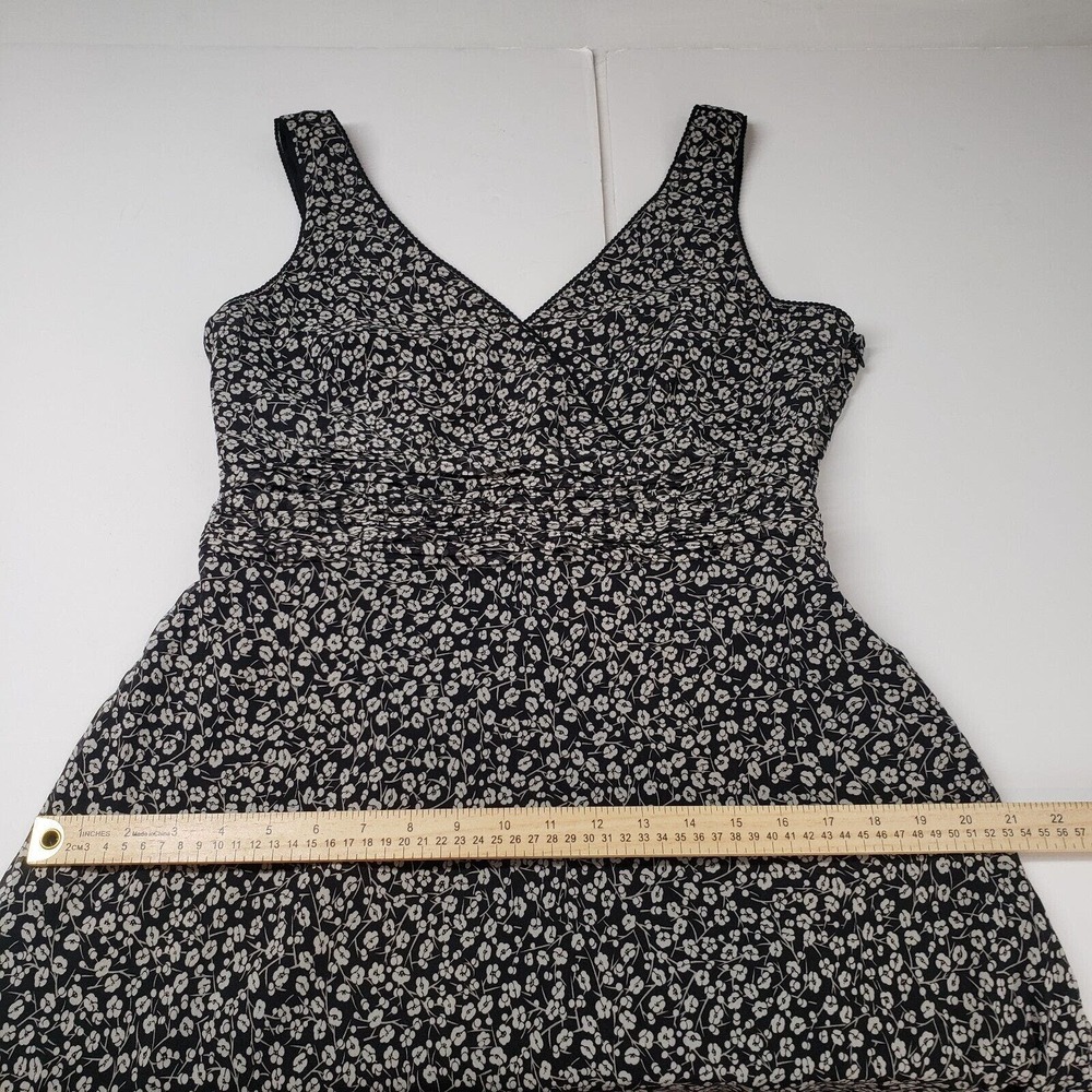 Ann Taylor Silk Dress Vintage 90s Y2k Womens 12 Floral Ditsy Sleeveless Black - Picture 5 of 16